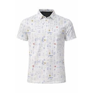 William Murray Golf Slim Fit Polo Shirt White Blue Print XL